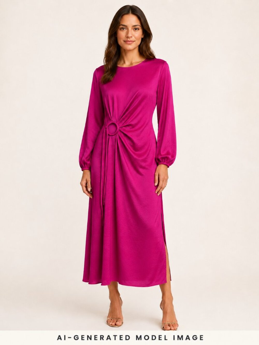 House of Harlow 1960  x REVOLVE  Satin Magenta Fuchsia O-Ring Maxi Dress M